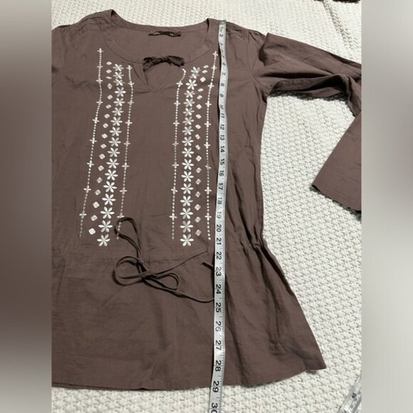 Prana‎ Embroidered Drawstring Waist Cotton Tunic Top XSmall - Picture 5 of 9